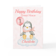 Grand Pingouin de Nièce Joyeux Premier Anniversair