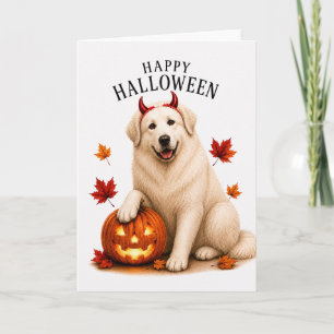 Carte Grand Pyrenees Chien Diable d'Halloween