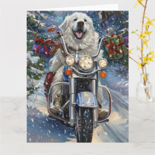 Carte Grand Pyrénées Chien équitation Moto Noël