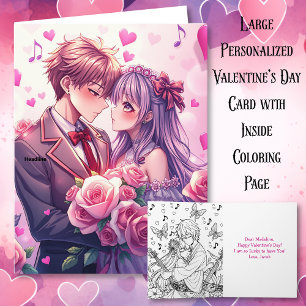 Carte Grand Saint-Valentin Personnalisé Anime