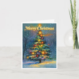 Carte Grand sapin de Noël avec joyeux Noël