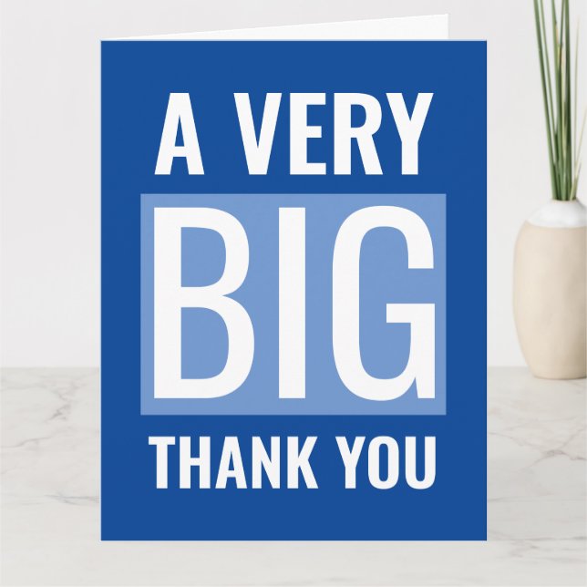 Carte Grand Texte Bleu Et Blanc Un Très Grand Merci (Devant)