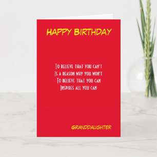 Carte Grandaughter motiational birthday greeting cards
