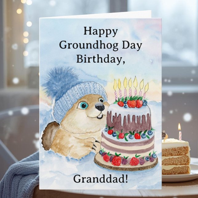 Carte Granddad Happy Groundhog Day Birthday Groundhog (Créateur téléchargé)