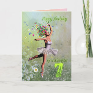 Carte Granddaughter age 7, flower fairy birthday card