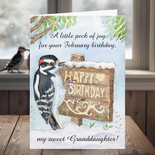 Carte Granddaughter Happy February Birthday Woodpecker (Créateur téléchargé)