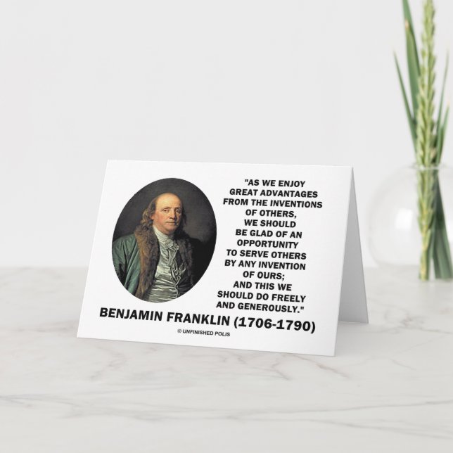 Carte Grande citation d'invention d'avantages de (Devant)