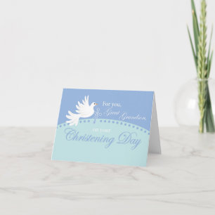 Carte Grande colombe Christening Dove on Blue