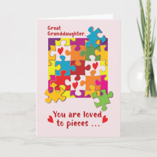 Carte Grande grand-fille Valentine Puzzle Amour à la piè