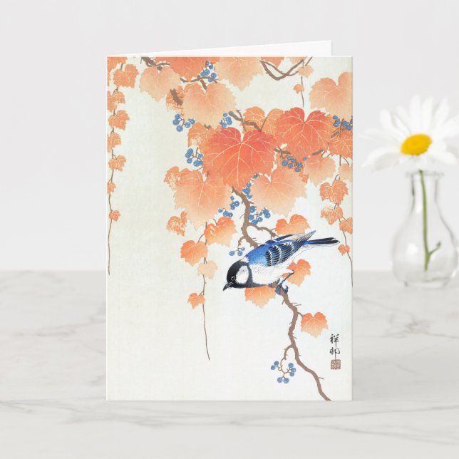 Carte Grande mésange à paulownia branche - Ohara Koson - (Petite plante)