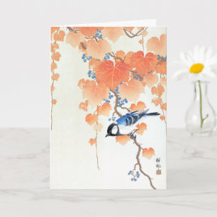 Carte Grande mésange à paulownia branche - Ohara Koson -
