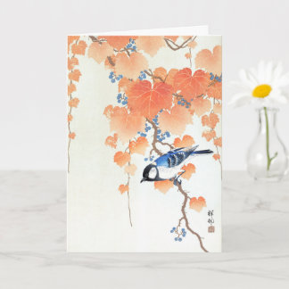 Carte Grande mésange à paulownia branche - Ohara Koson -
