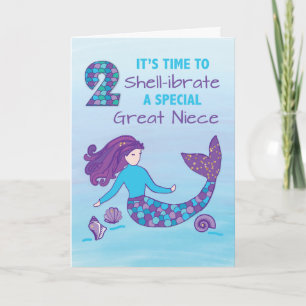 Carte Grande nièce 2e anniversaire Sparkday Look Mermaid