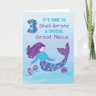 Carte Grande nièce 3e anniversaire Sparkday Look Mermaid