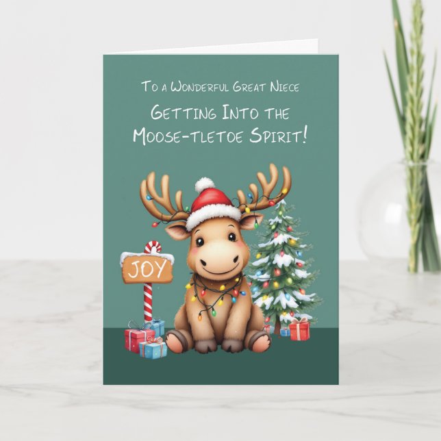 Carte Grande Nièce adorable Drôle Moose Noël (Devant)
