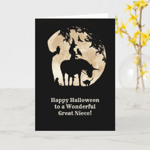 Carte Grande nièce Joyeux Halloween mignonne sorcière et