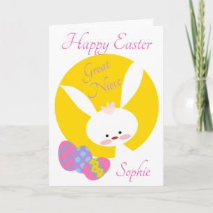 Carte Grande Nièce Joyeux Pâques Jaune