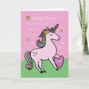 Carte Grande Nièce Magique Unicorne Saint Valentin
