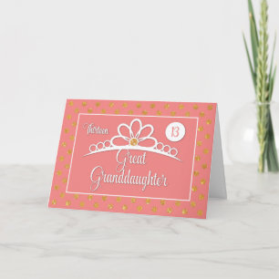 Carte Grande Petite-fille 13e anniversaire avec Couronne