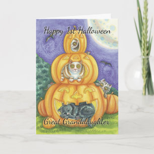 Carte Grande Petite-Fille 1ère Halloween Avec Petite Pet