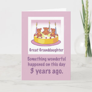 Carte Grande Petite-fille 3ème anniversaire avec Nounour