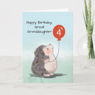 Carte Grande Petite-fille 4e anniversaire mignonne Héris