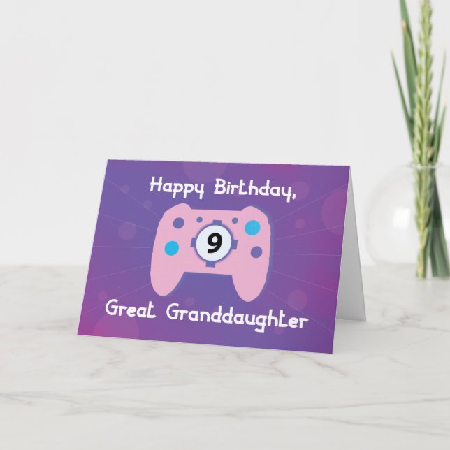Carte Grande Petite-fille 9 ans Joueur d'anniversaire (Devant)