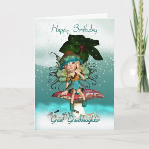 Carte Grande Petite-fille, Mignonne Imaginaire Fée Anniv