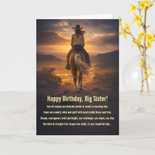 Carte Grande Sœur Joyeux Anniversaire Esprit de Cowgirl