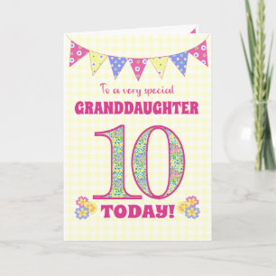 Carte Grandgirl 10e Anniversaire Primroses Bunting Card