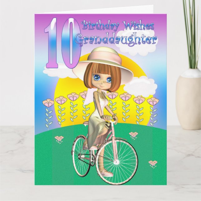 Carte Grandgirl 10th Birthday Card avec petite fille (Devant)