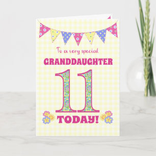 Carte Grandgirl 11e Anniversaire Primroses Bunting Card