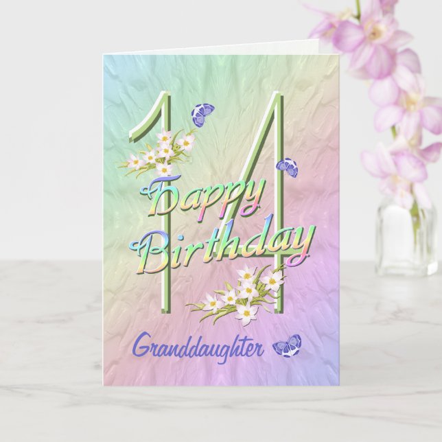 Carte Grandgirl 14th Birthday Butterfly Garden Card (Orchidée)