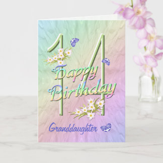 Carte Grandgirl 14th Birthday Butterfly Garden Card
