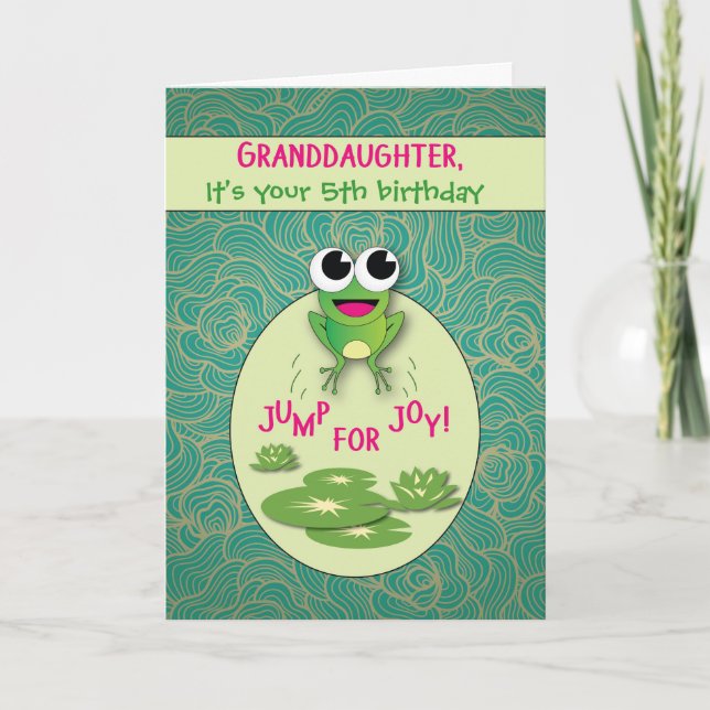 Carte Grandgirl Frog Custom Age Anniversaire, Jump for J (Devant)