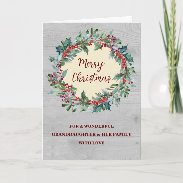 Carte Grandgirl Russe Wreath et Noël de famille (Devant)