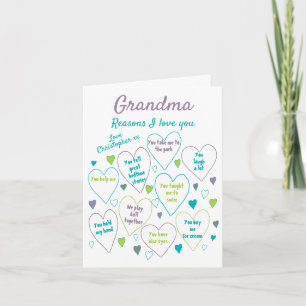 Carte Grandma Raisons Je T'Aime Personnalisé