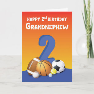 Carte Grandnephew 2e Anniversaire Sports Balls
