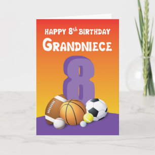 Carte Grandniece 8e anniversaire Sports Balls