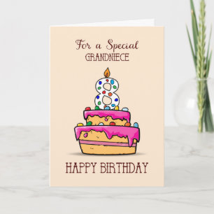 Carte Grandniece 8th Birthday, 8 sur Sweet Pink Cake