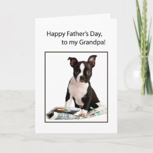 Carte Grandpa Father's Day Funny Dog Newspaper