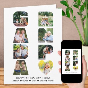 Carte GRANDPA Fête des pères Lettre découpée photo Colla