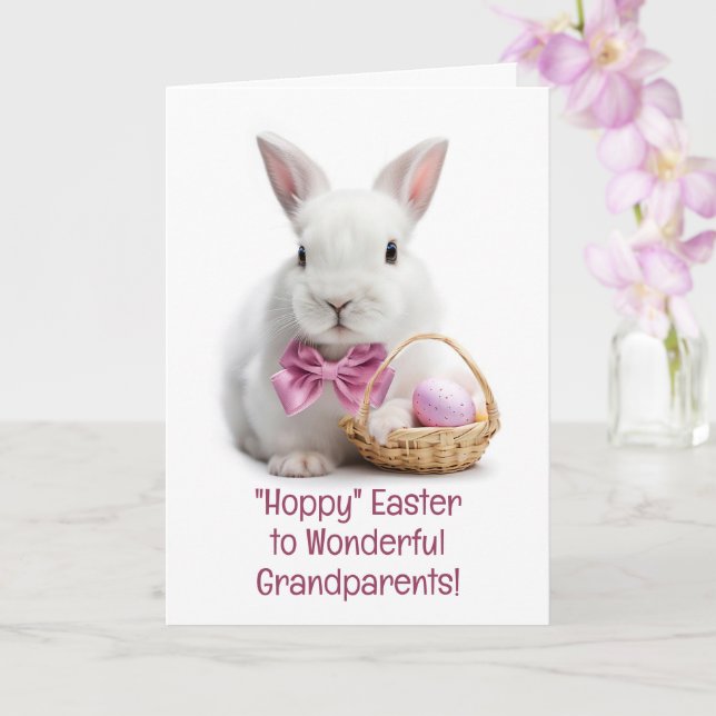 Carte Grandparents Happy Easter with Darling Bunny (Orchidée)
