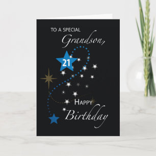 Carte Grandson 21st Birthday Star Black