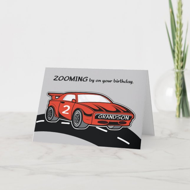 Carte Grandson 2 ans voiture de sport rouge (Devant)