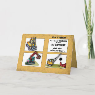 Carte Grandson 2e anniversaire Personnaliser Nom Camions