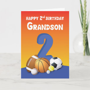 Carte Grandson 2e anniversaire Sports Balls