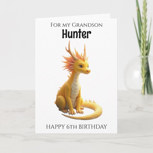Carte Grandson 6 ans Dragon Anniversaire (Devant)