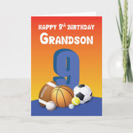 Carte Grandson 9e anniversaire Sports Balls