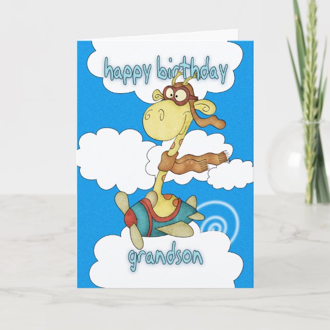 Carte Grandson Avion / Avion Giraffe Voiture d'anniversa (Devant)